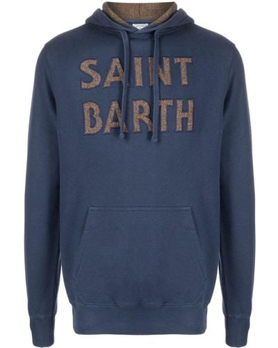 Mc2 Saint Barth Hoodie en coton à patch logo - Bleu