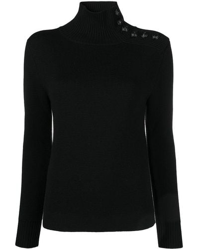 Rabanne Roll-neck Merino Wool Sweater - Black