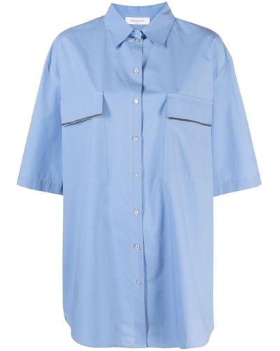 Fabiana Filippi Camisa con bolsillo de solapa - Azul