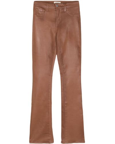 L'Agence Selma Coated Bootcut Trousers - ブラウン