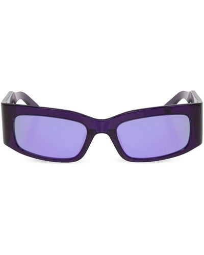Balenciaga Logo-print Rectangle-frame Sunglasses - Blue