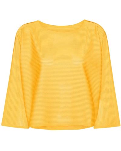 Pleats Please Issey Miyake A-Poc pleated blouse - Jaune