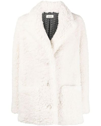 Zadig & Voltaire Double-breasted Faux Shearling Coat - Natural