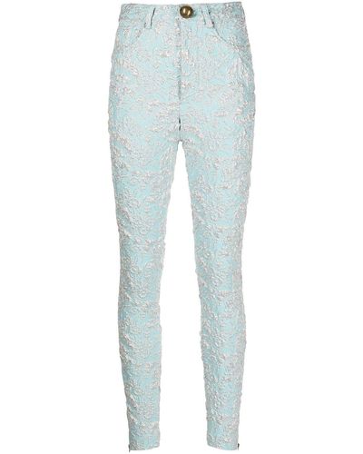 Area Skinny-leg Embroidered Trousers - Blue