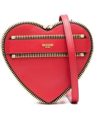 Moschino Pochette zippée à design cœur - Rouge
