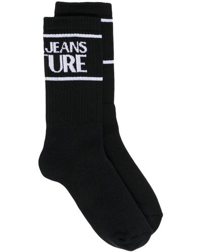 Versace Jeans Couture Chaussettes à logo imprimé - Noir