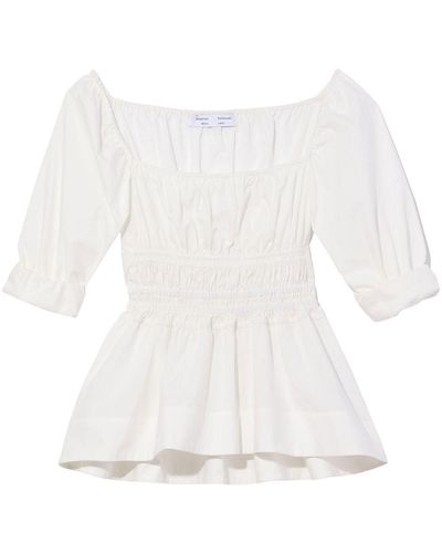 Proenza Schouler Smocked-detail Square Neck Blouse - White