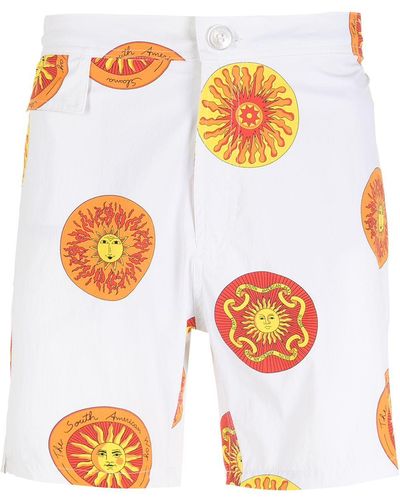 Amir Slama Shorts mit Sol-Print - Weiß