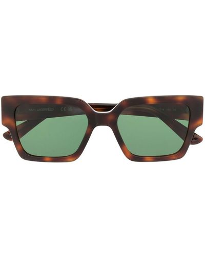 Karl Lagerfeld Logo-print Square-frame Sunglasses - Green