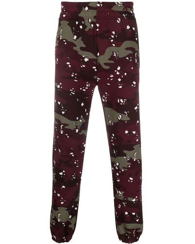 Maison Kitsuné Camouflage-print Cotton sweatpants - Red