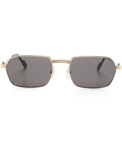 Cartier Polished Rectangle-frame Sunglasses - Grey