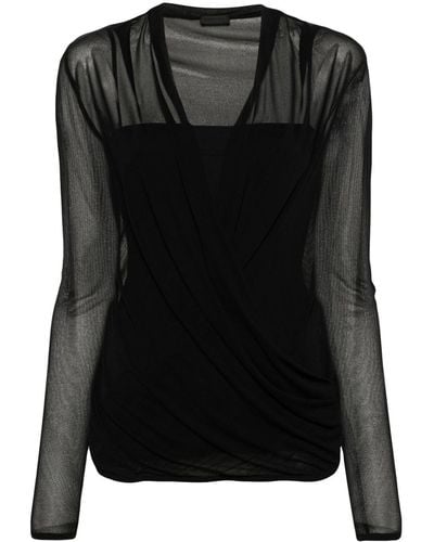 Givenchy Blusa cruzada de malla - Negro