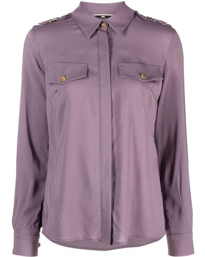 Elisabetta Franchi Spread-collar Flap-pocket Shirt - Purple