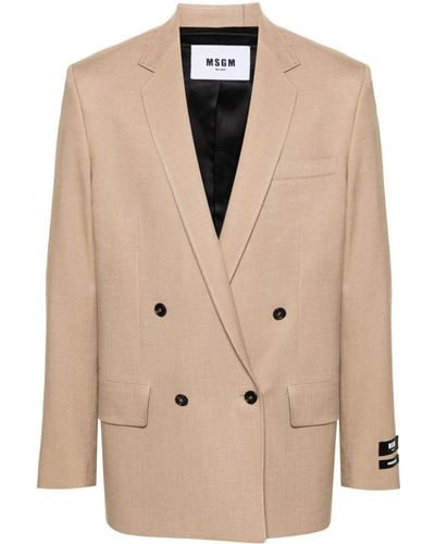 MSGM Double-breasted Blazer - Natural