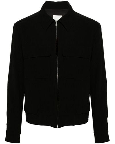Sandro Crinkled Zip-up Shirt Jacket - Black