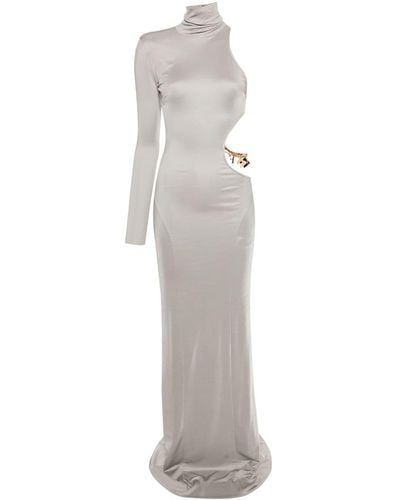 Elisabetta Franchi Langes One-Shoulder-Kleid mit Cut-Out - Weiß