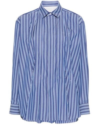 Sacai Striped Pleat-detail Shirt - Blue