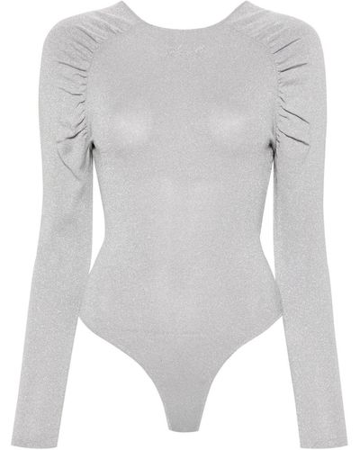 Karl Lagerfeld Logo-embroidered Lurex Bodysuit - White