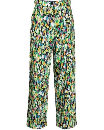 MSGM Hose mit Blumen-Print - Grün