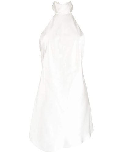Michelle Mason Halterneck Silk Minidress - White