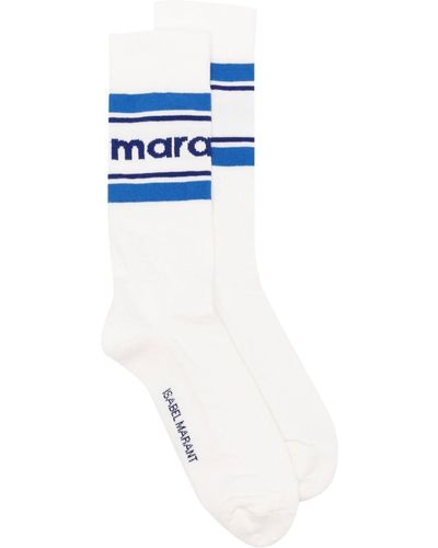 Isabel Marant Logo-print Knitted Socks - Blue