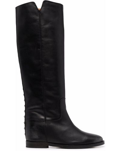 Via Roma 15 Slip-on Leather Boots - Black