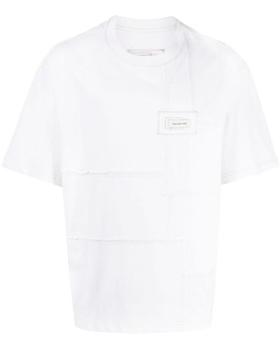 Feng Chen Wang Logo-patch Panelled Cotton T-shirt - White