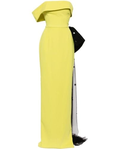 Saiid Kobeisy Bow Off-shoulder Gown - Yellow