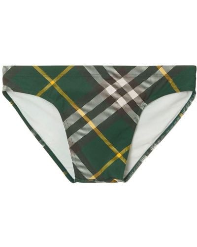 Burberry Check-print Elasticated-waistband Briefs - Green