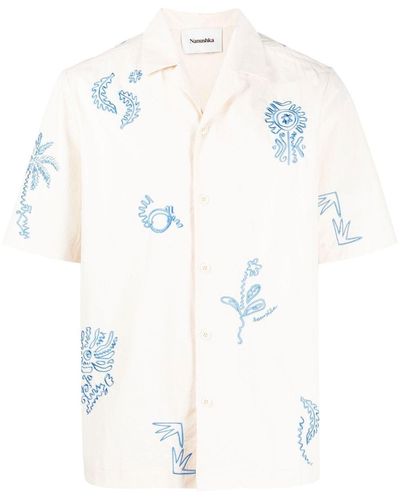 Nanushka Bodil Embroidered Short-sleeve Shirt - White