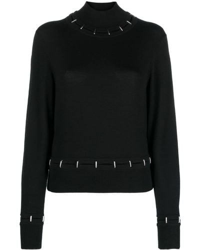 Rabanne Embellished Wool-silk Sweater - Black