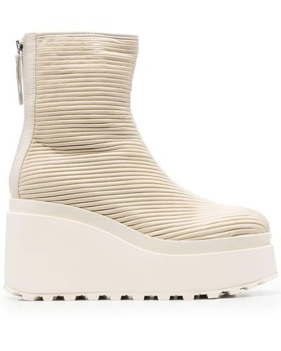 Vic Matié Zipped Wedge Ankle Boots - Natural