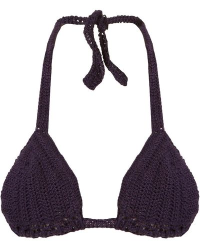 Amir Slama Knit Triangle Bikini Top - Purple