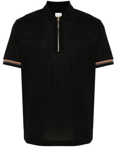 Paul Smith Artist-stripe Cotton Polo Shirt - Black