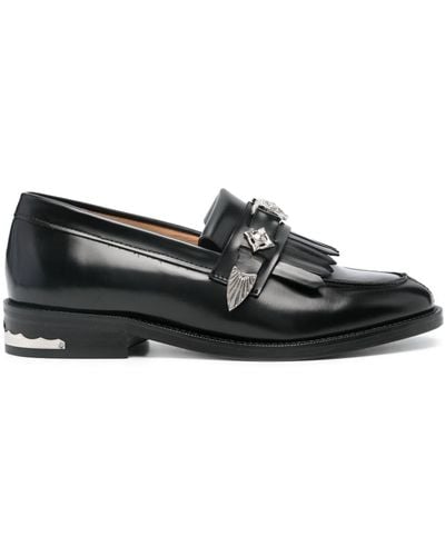 Toga Stud-embellished Leather Loafers - Black