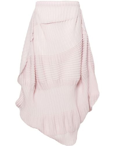 Issey Miyake Plissé Asymmetric Midi Skirt - Pink