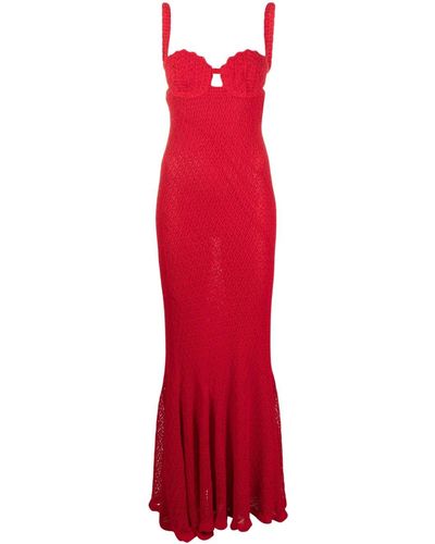 Blumarine Gehäkeltes Kleid mit Bustier - Rot
