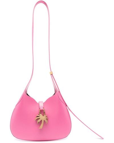 Palm Angels Hobo Leather Shoulder Bag - Pink