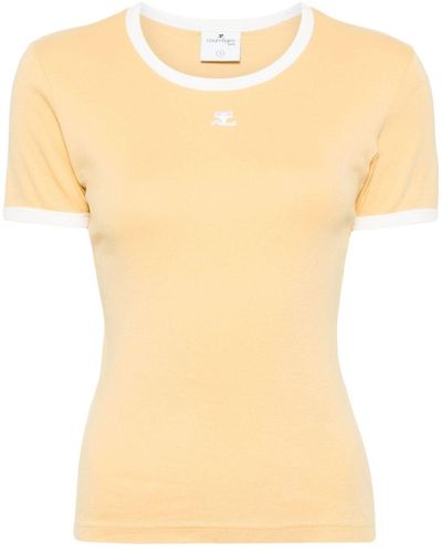 Courreges Contrast Cotton T-shirt - Yellow