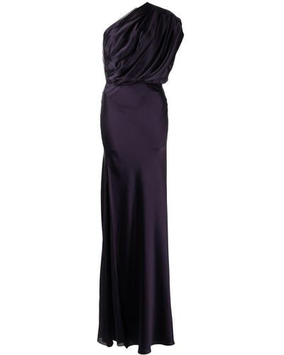Michelle Mason Asymmetric Open Back Gown - Purple