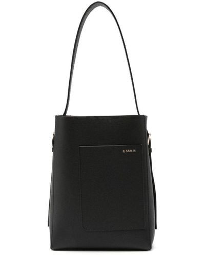 Valextra Small Soft Bucket Leather Bag - Black