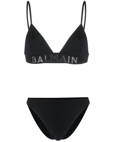 Balmain Rhinestone-embellished Bikini Set - Black