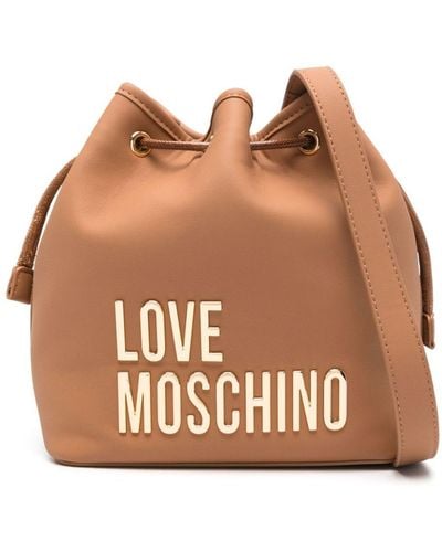 Love Moschino Bolso bombonera con letras del logo - Marrón