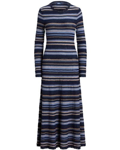 Polo Ralph Lauren Stripe-pattern Knitted Dress - Blue