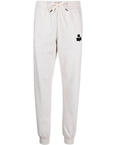 Isabel Marant Logo-flocked Mélange Track Trousers - White