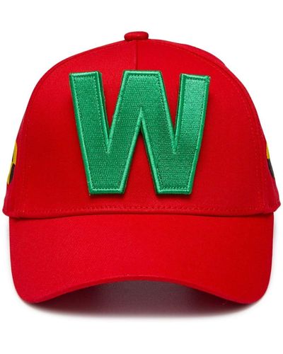 Walter Van Beirendonck Baseballkappe mit W-Applikation - Rot