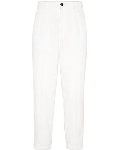 Brunello Cucinelli Cotton Corduroy Trousers - White