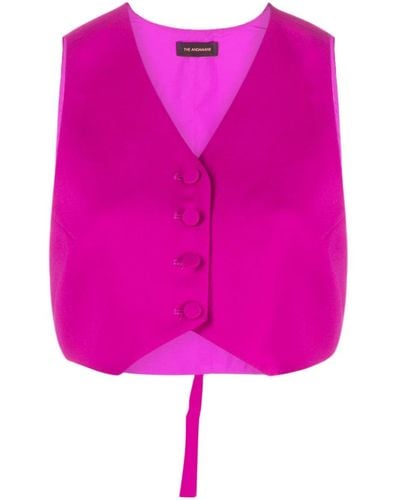 ANDAMANE Button-up Cropped Waistcoat - Pink