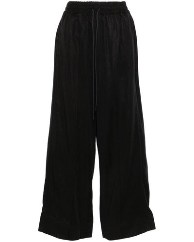 Y-3 Drawstring-waist Wide-leg Pants - Black