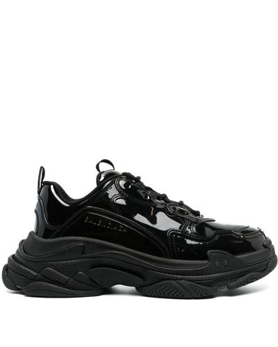 Balenciaga Triple S Sneakers Met Gelakte Afwerking - Zwart